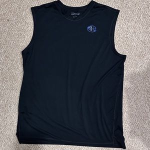NWOT Champion Men's Sleeveless Black Shirt, Size Large, Subtle Blue Contrast
